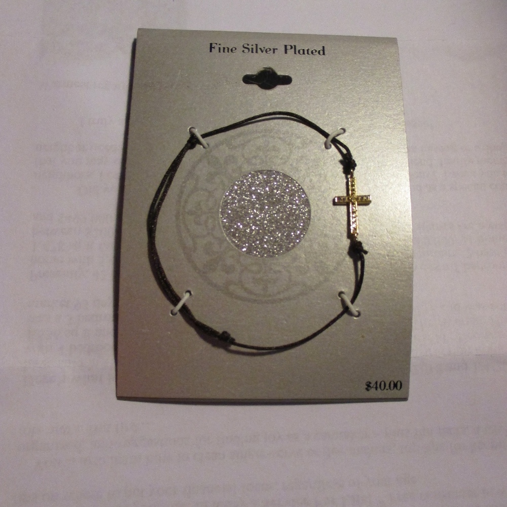 NWT - Fine Silver Plated adjustable Cross Bracelet - $40